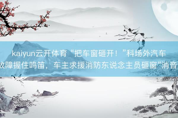 kaiyun云开体育 “把车窗砸开！”科场外汽车故障握住鸣笛，车主求援消防东说念主员砸窗“消音”