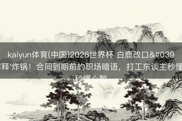 kaiyun体育(中国)2026世界杯 白鹿改口'于解释'炸锅！合同到期前的职场暗语，打工东谈主秒懂心酸